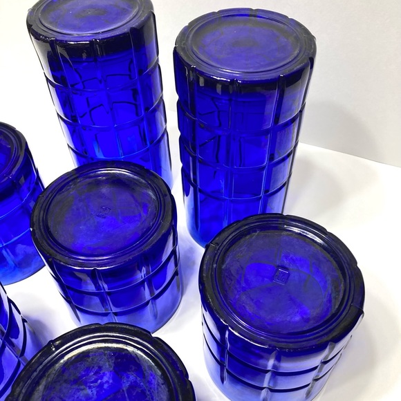 Vintage Cobalt Blue Anchor Hocking Tumbler and Rocks Cocktail Glass Set - Picture 8 of 9